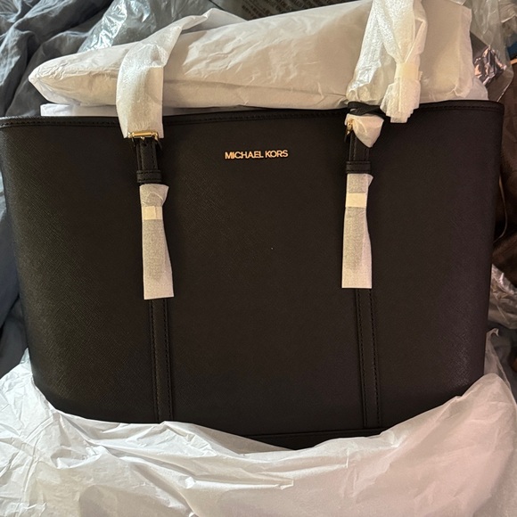 Michael Kors Black Handbag with Gold Accents - Picture 1 of 1